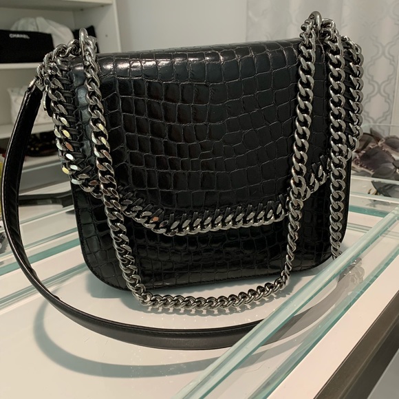 Stella McCartney Embossed Crocodile Effect Medium Falabella box shoulder bag - Picture 2 of 12